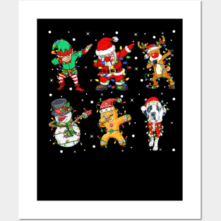 Dabbing Dab Santa Elf Great Dane Dog Friends Christmas Lights Dabbing Great Dane Posters and Art